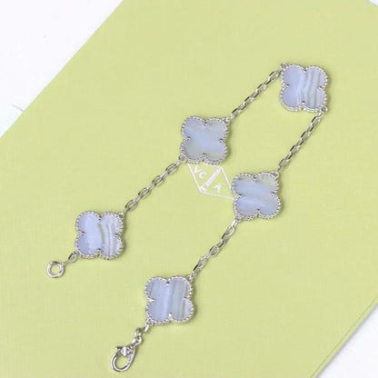 [Lira Jewelry] CLOVER 5 MOTIF PURPLE CHALCEDONY BRACELET COLLECTION
