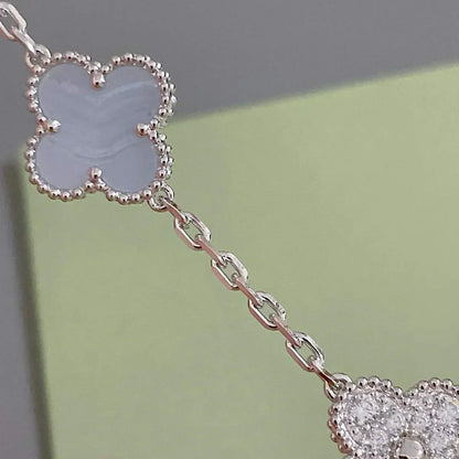 [Lira Jewelry] CLOVER 5 MOTIF PURPLE CHALCEDONY BRACELET COLLECTION