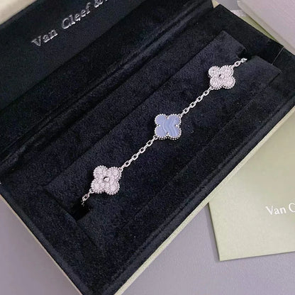 [Lira Jewelry] CLOVER 5 MOTIF PURPLE CHALCEDONY BRACELET COLLECTION