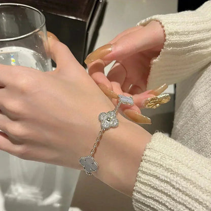 [Lira Jewelry] CLOVER 5 MOTIF PURPLE CHALCEDONY BRACELET COLLECTION