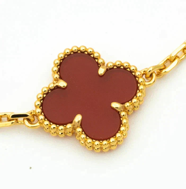 [Lira Jewelry] CLOVER 5 MOTIF RED CORNELIAN BRACELET COLLECTION