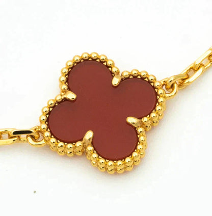 [Lira Jewelry] CLOVER 5 MOTIF RED CORNELIAN BRACELET COLLECTION