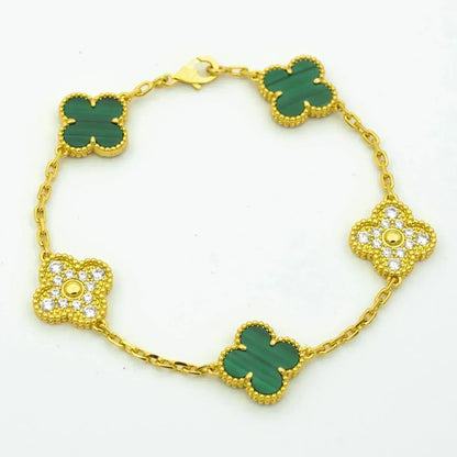 [Lira Jewelry] CLOVER 5 MOTIF MALACHITE BRACELET COLLECTION