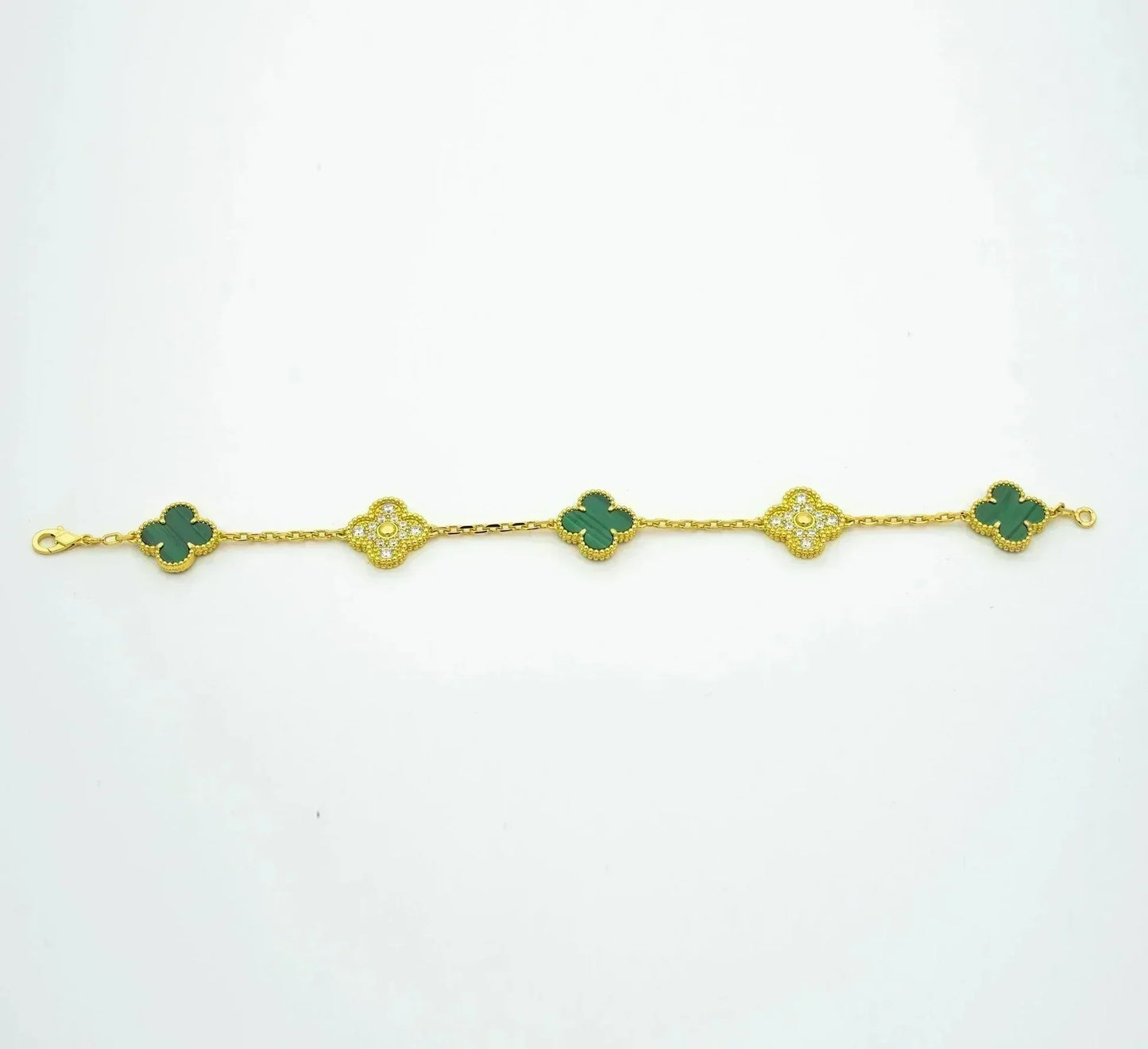 [Lira Jewelry] CLOVER 5 MOTIF MALACHITE BRACELET COLLECTION