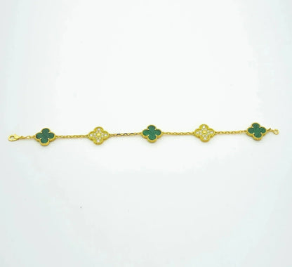 [Lira Jewelry] CLOVER 5 MOTIF MALACHITE BRACELET COLLECTION