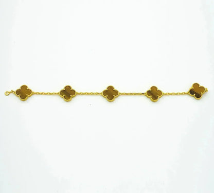 [Lira Jewelry] CLOVER 5 MOTIFS TIGER EYE BRACELET COLLECTION