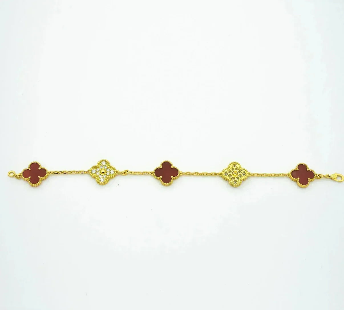 [Lira Jewelry] CLOVER 5 MOTIF RED CORNELIAN BRACELET COLLECTION