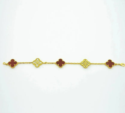 [Lira Jewelry] CLOVER 5 MOTIF RED CORNELIAN BRACELET COLLECTION