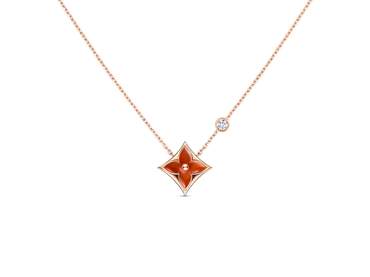 [Lira Jewelry]STAR NECKLACE PINK GOLD 1 DIAMOND