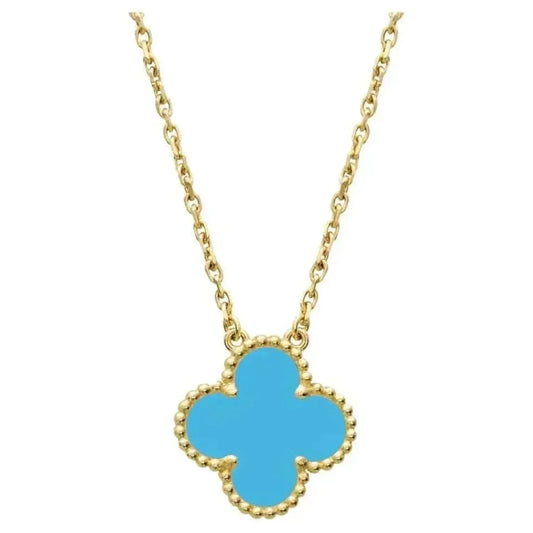 [Lira Jewelry]CLOVER 15MM VINTAGE TURQUOISE NECKLACE