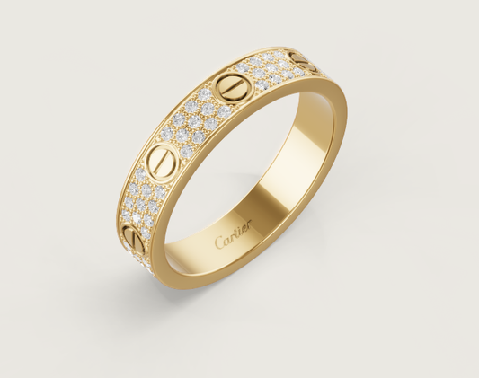 [Lira Jewelry]LOVE RING 4mm-wide full-diamond ring GOLD