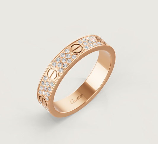 [Lira Jewelry]LOVE RING 4mm-wide full-diamond ring Rose Gold