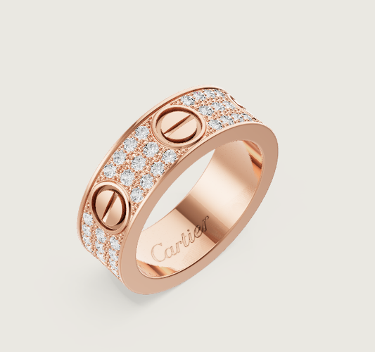 [Lira Jewelry]LOVE RING 6.5mm-wide full-diamond ring Rose Gold