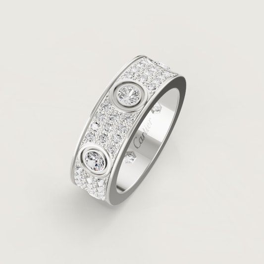 [Lira Jewelry]LOVE RING 6.5MM Full Diamond, 6 Major Diamonds Silver