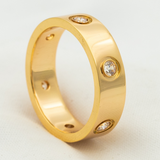 [Lira Jewelry]LOVE RING 5.5MM 6 DIAMONDS PINK GOLD