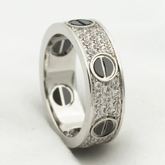 [Lira Jewelry]LOVE RING 5.5MM DIAMONDS PAVED CERAMIC
