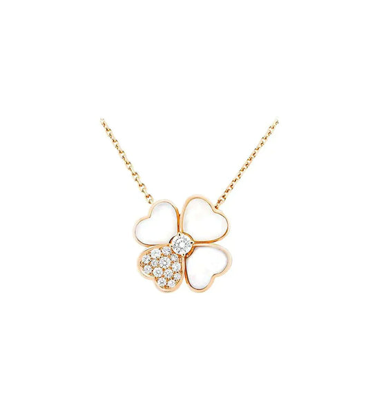 [Lira Jewelry]CLOVER MOP DIAMOND ROSE GOLD NECKLACE