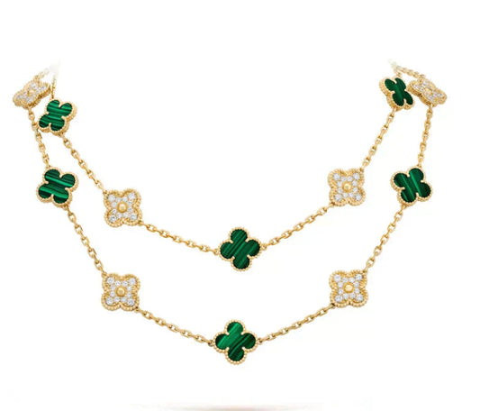 [Lira Jewelry]CLOVER 20 MOTIFS MALACHITE DIAMOND NECKLACE
