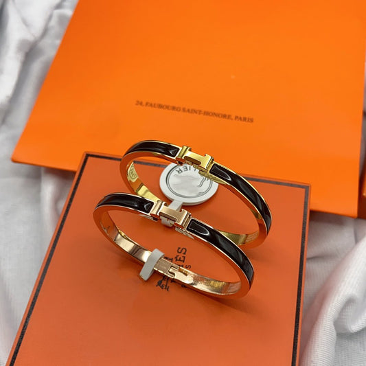 [Lira Jewelry]CLASSIC HM CLIC BLACK 8MM ENAMEL BRACELET