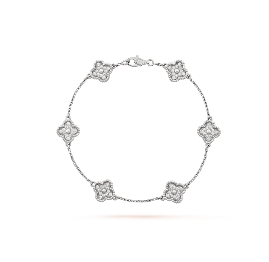 [Lira Jewelry]CLOVER 6 MOTIF SILVER DIAMOND BRACELET