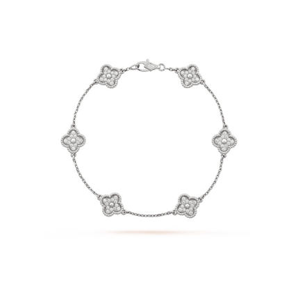 [Lira Jewelry]CLOVER 6 MOTIF SILVER DIAMOND BRACELET