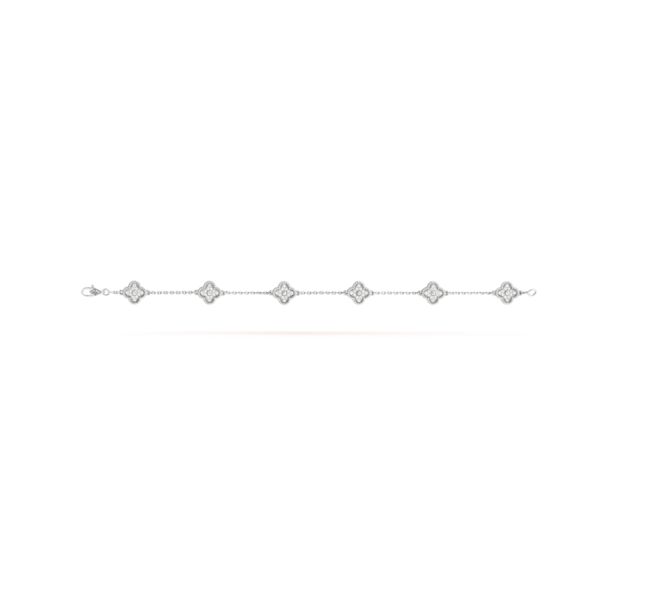 [Lira Jewelry]CLOVER 6 MOTIF SILVER DIAMOND BRACELET