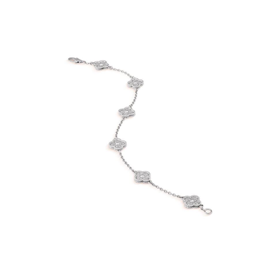 [Lira Jewelry]CLOVER 6 MOTIF SILVER DIAMOND BRACELET