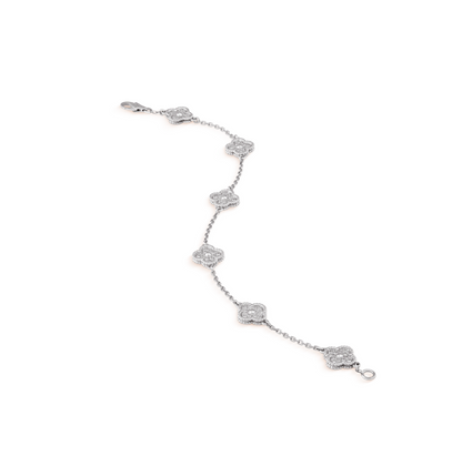 [Lira Jewelry]CLOVER 6 MOTIF SILVER DIAMOND BRACELET