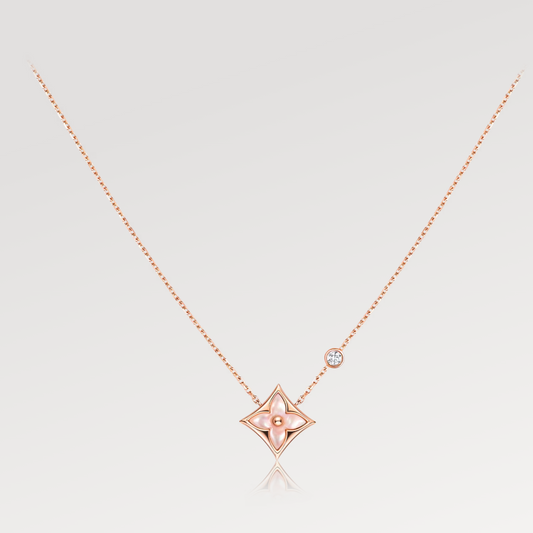 [Lira Jewelry]STAR PINK MOP 1 DIAMOND PINK GOLD NECKLACE