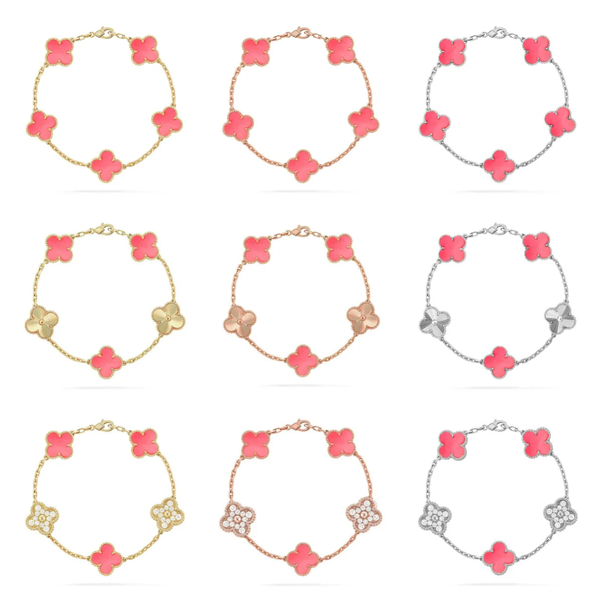 [Lira Jewelry] CLOVER 5 MOTIFS  PINK MOP BRACELET COLLECTION