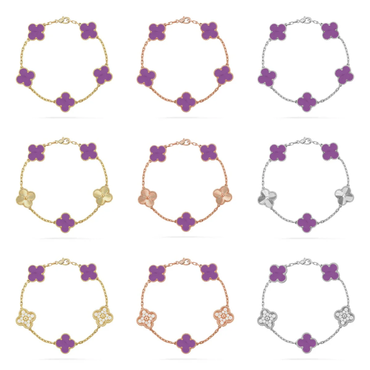 [Lira Jewelry] CLOVER 5 MOTIF VIOLET BRACELET COLLECTION