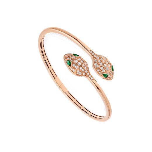 [Lira Jewelry]SERPENTI BRACELET PINK GOLD MALACHITE DIAMOND DOUBLE SNAKE
