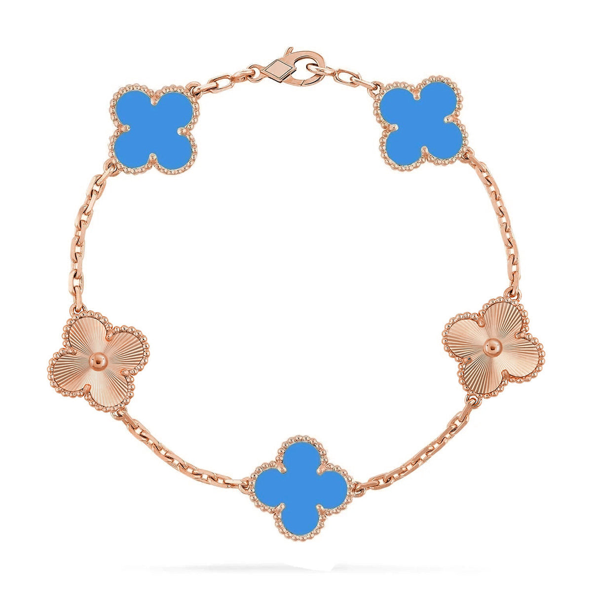 [Lira Jewelry] CLOVER 5 MOTIF BLUE AGATE BRACELET COLLECTION