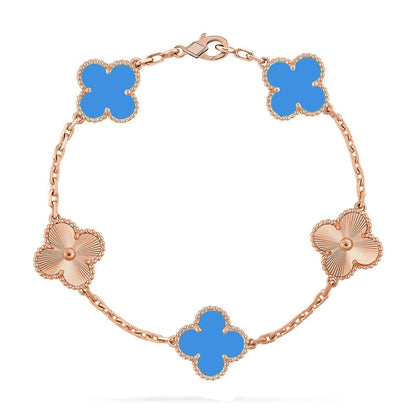 [Lira Jewelry] CLOVER 5 MOTIF BLUE AGATE BRACELET COLLECTION