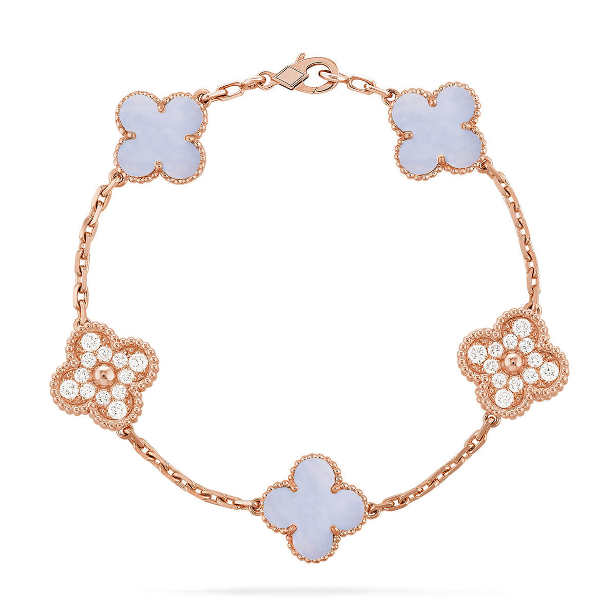 [Lira Jewelry] CLOVER 5 MOTIF PURPLE CHALCEDONY BRACELET COLLECTION