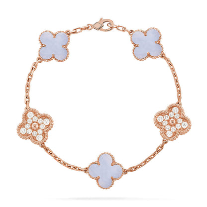 [Lira Jewelry] CLOVER 5 MOTIF PURPLE CHALCEDONY BRACELET COLLECTION