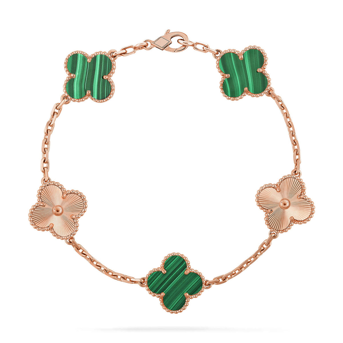 [Lira Jewelry] CLOVER 5 MOTIF MALACHITE BRACELET COLLECTION