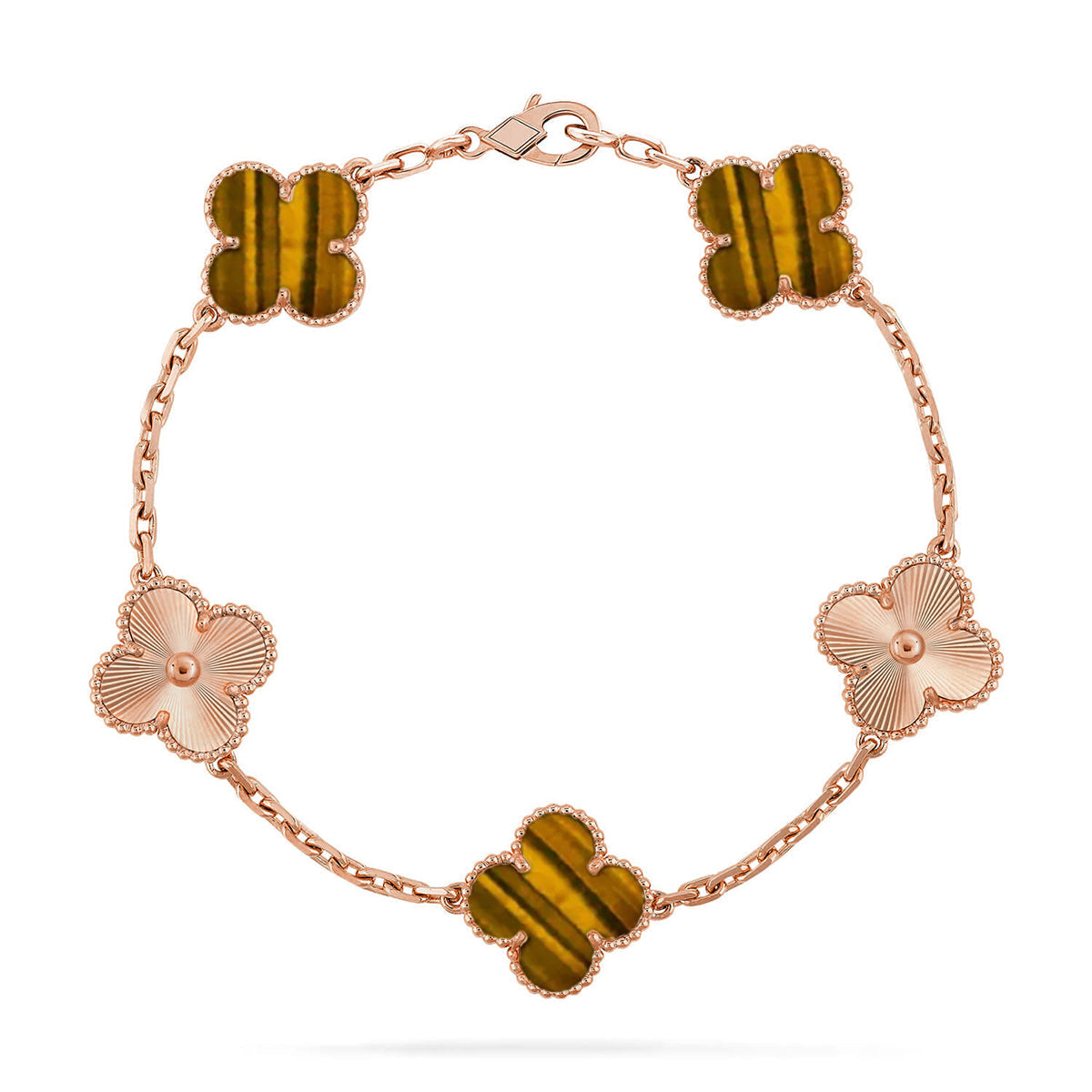[Lira Jewelry] CLOVER 5 MOTIFS TIGER EYE BRACELET COLLECTION