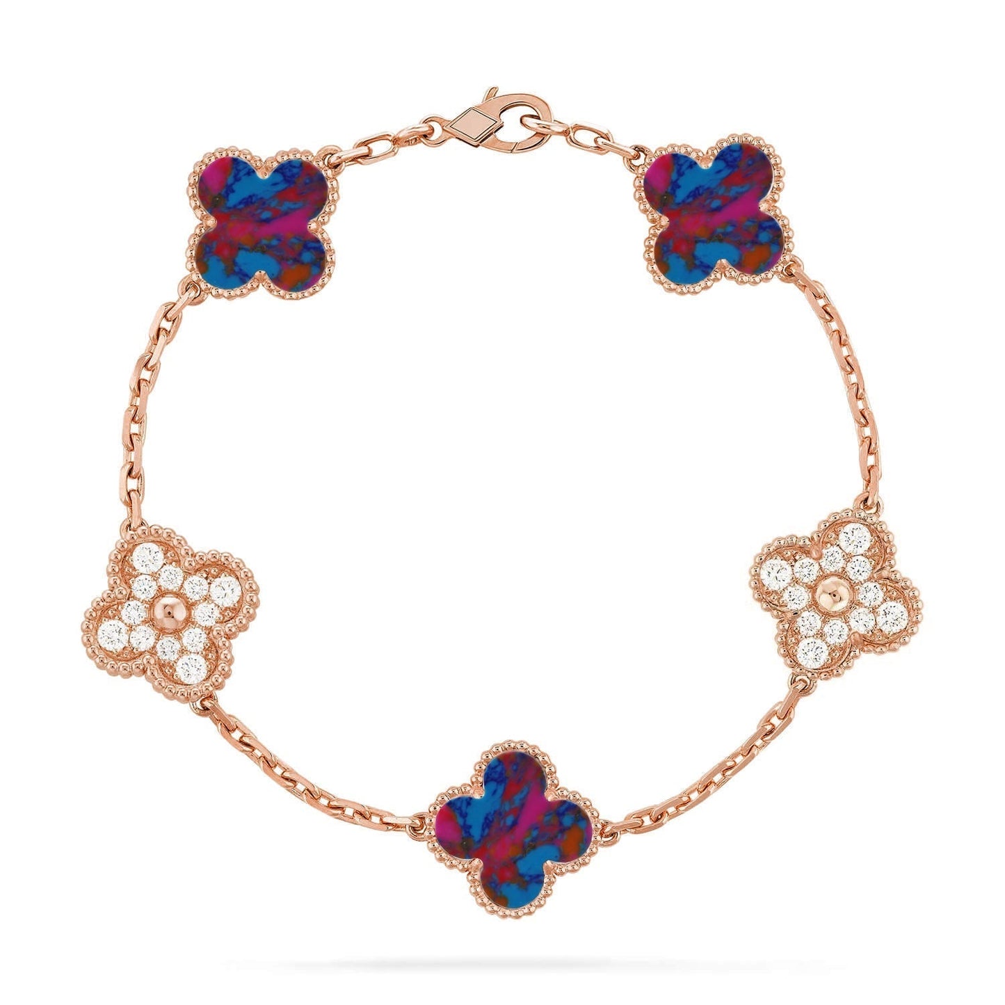 [Lira Jewelry]CLOVER 5 MOTIF COLOR GEMSTONES BRACELET COLLECTION