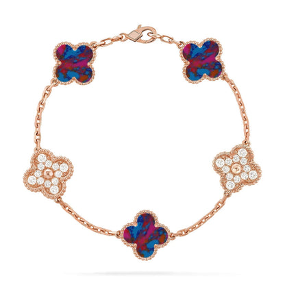 [Lira Jewelry]CLOVER 5 MOTIF COLOR GEMSTONES BRACELET COLLECTION