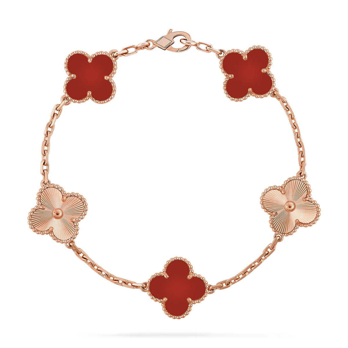 [Lira Jewelry] CLOVER 5 MOTIF RED CORNELIAN BRACELET COLLECTION
