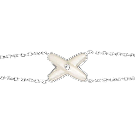 [Lira Jewelry]JEUX BRACELET WHITE MOP SILVER 1 DIAMOND
