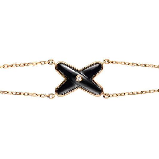 [Lira Jewelry]JEUX BRACELET ONYX PINK GOLD 1 DIAMOND