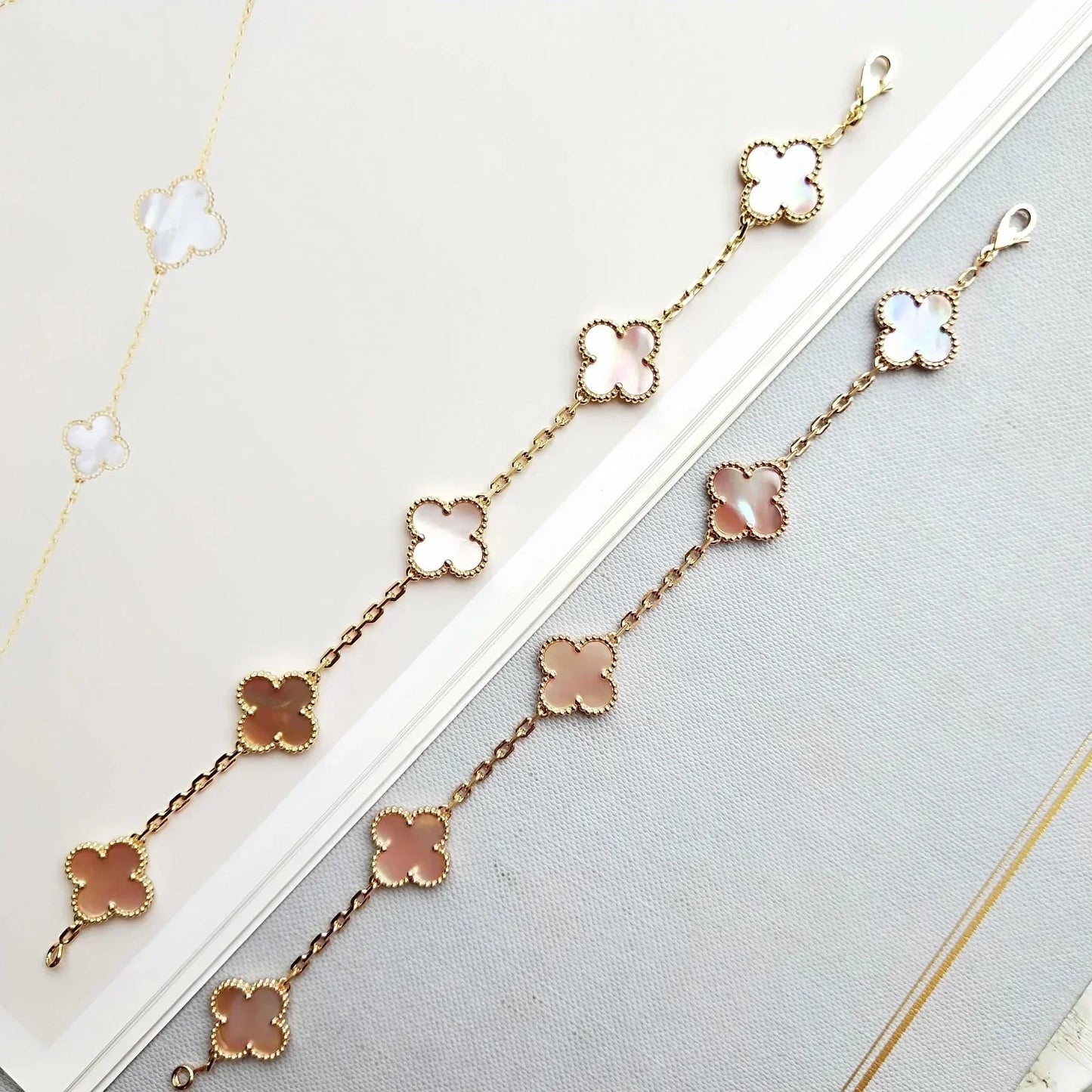 [Lira Jewelry] CLOVER 5 MOTIFS  PINK MOP BRACELET COLLECTION