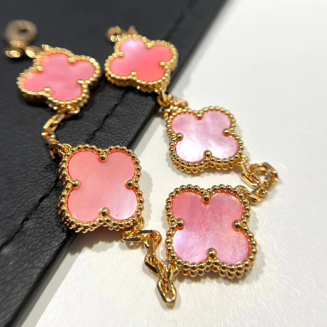 [Lira Jewelry] CLOVER 5 MOTIFS  PINK MOP BRACELET COLLECTION