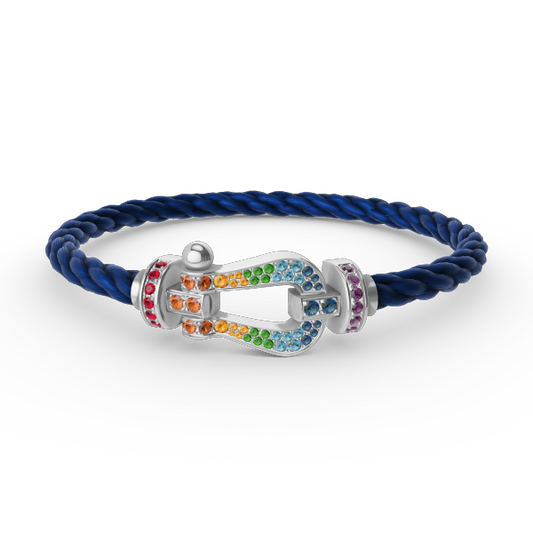 [Lira Jewelry]FORC LARGE HORSESHOE  COLORED DIAMOND BRACELET SILVER