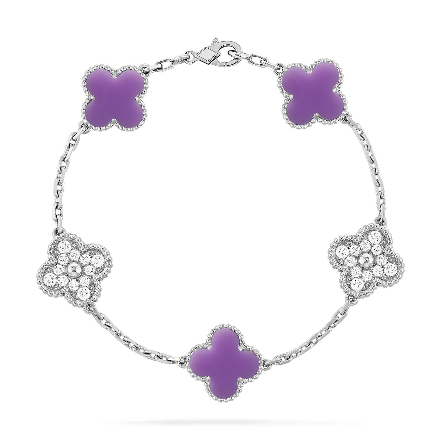 [Lira Jewelry]CLOVER 5 MOTIF LIGHT PURPLE BRACELET COLLECTION