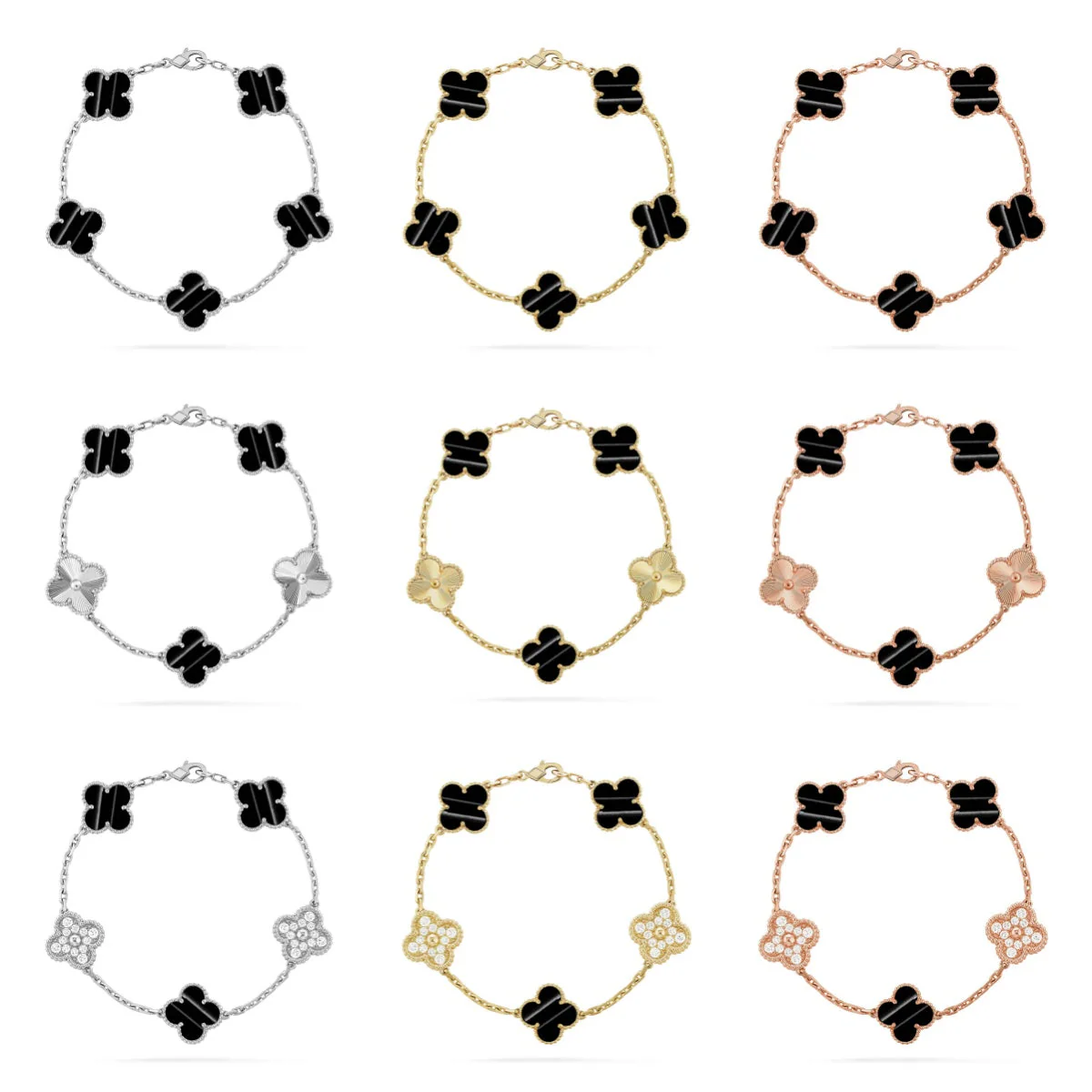[Lira Jewelry] CLOVER 5 MOTIF PULSAR STONE BRACELET COLLECTION