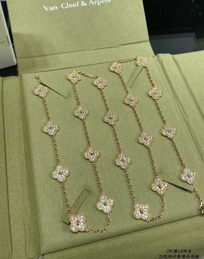 [Lira Jewelry]CLOVER 20 MOTIFS FULL-DIAMOND NECKLACE