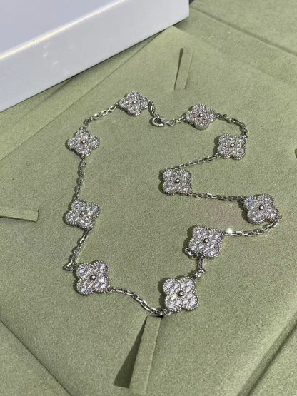 [Lira Jewelry]CLOVER 10 MOTIFS  FULL DIAMOND NECKLACE